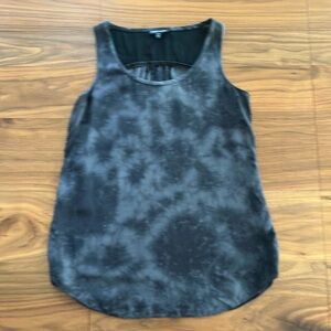 Eileen Fisher Black and Grey Tie-Dye 100% Silk Tank Top